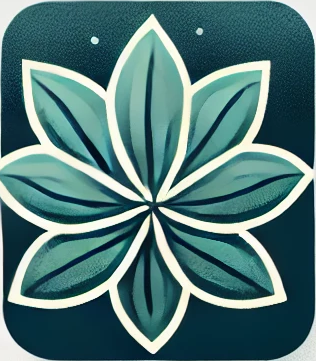 Prana Mind ikona przedstawiająca kwiat w morskich kolorach